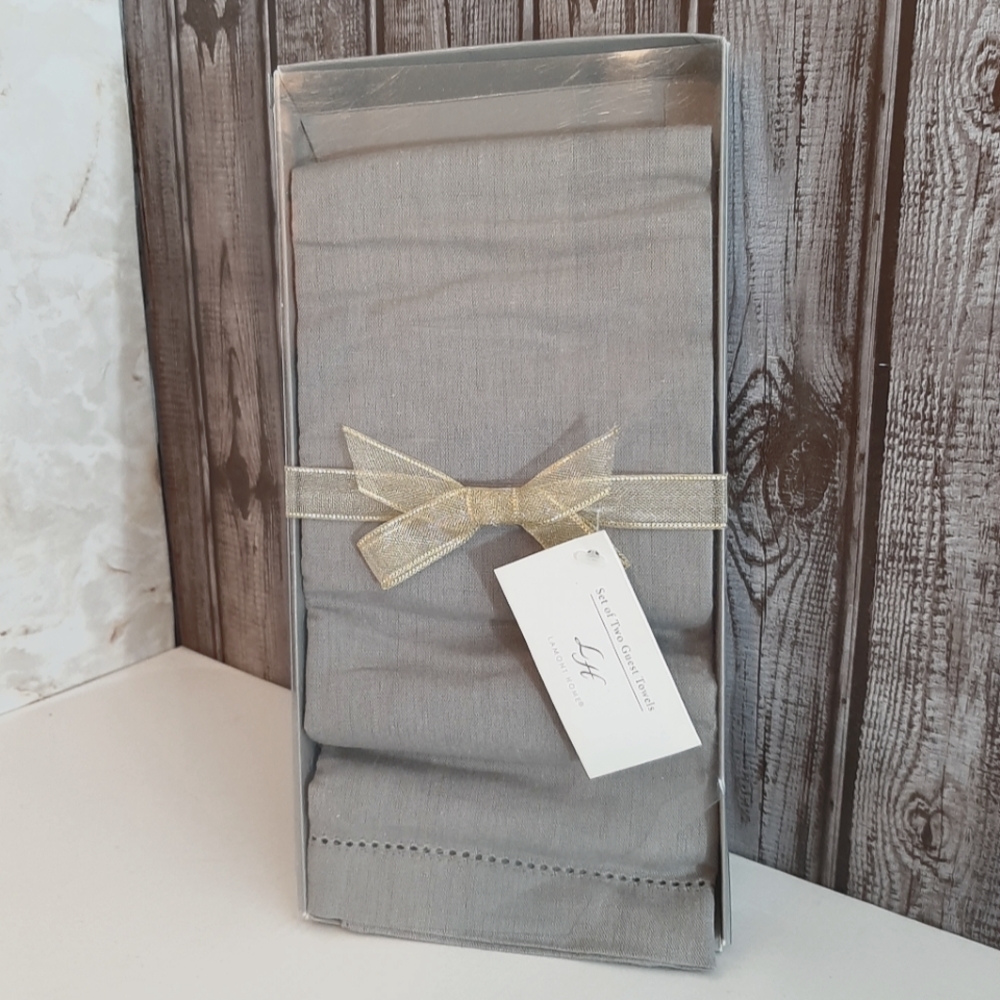 Lamont Home Guest Towel Set Linen Cotton Blend Grey